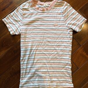 Levi's Striped Short Sleeve Tee - Pink, White, Gray - Size S